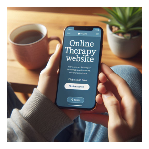 Online therapy website seen on a mobile phone