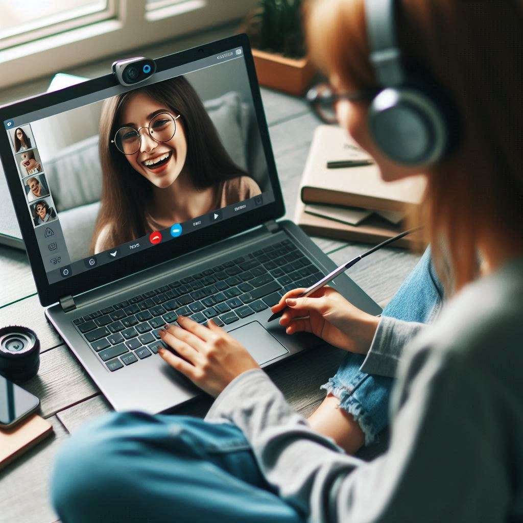 Person having a therapy video session